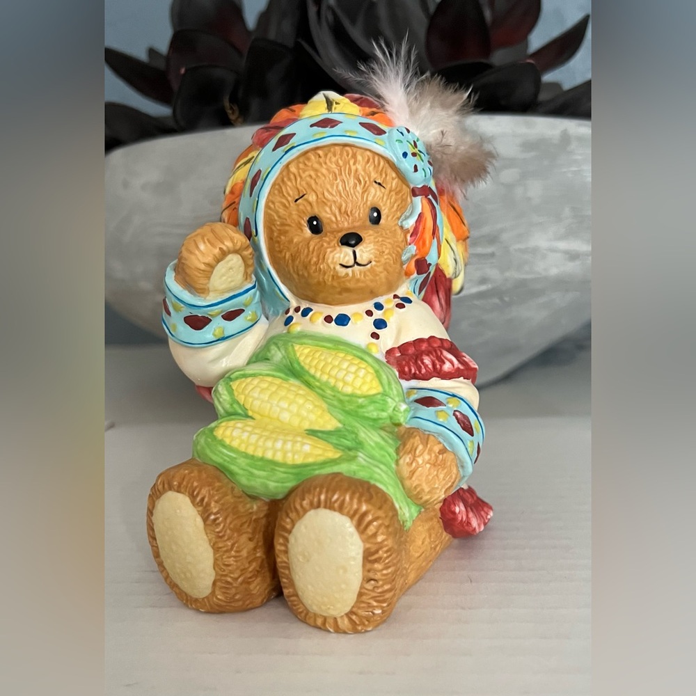 VTG Chapeau Noelle “Nathan” Bear Collectible Figurine Holding Corn Ltd. Edition